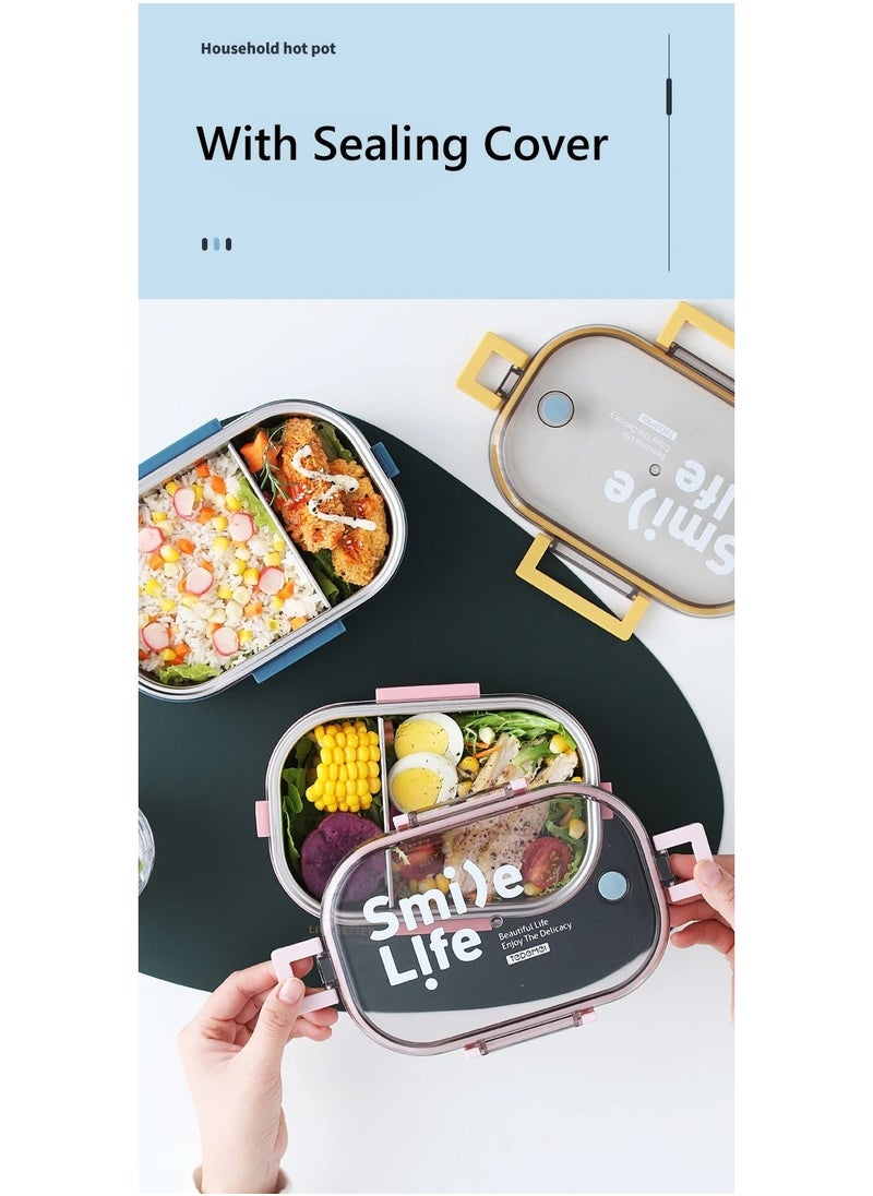 Generic - Portable Stainless Steel Bento Lunch Box with Transparent Lid – Leak-Proof Food Storage Container for Students, Office Workers, and Kids – Reusable and Eco-Friendly Meal Prep Box - Image 1