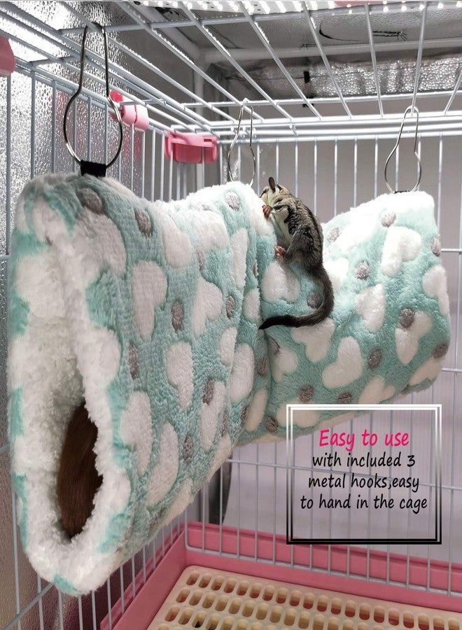 LEFTSTARER Guinea Pig Accessories Tunnel Sugar Glider Cage Accessories Hamster Rat Toys Ferret Hammock Hanging Tunnel for Small Animals （Heart-Green） - Image 4