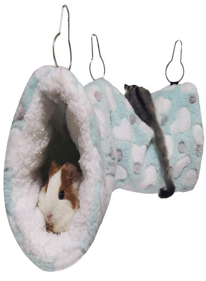 LEFTSTARER Guinea Pig Accessories Tunnel Sugar Glider Cage Accessories Hamster Rat Toys Ferret Hammock Hanging Tunnel for Small Animals （Heart-Green） - Image 1