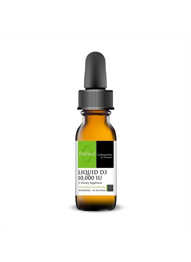 Davinci Labs Liquid Vitamin D3 10,000 IU - Dietary Supplement to Support Bone Health, Blood Pressure, Calcium Balance and Immune System* - with Vitamin D3 10,000 IU - Gluten-Free - Vegetarian - 30 ml  - Image 1