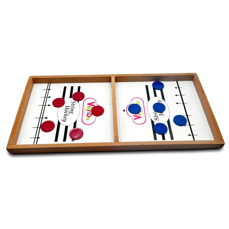 VikriDa Wooden String Hockey Game Sling Puck Board (59Cm), Tabletop Slingshot Games Toys for Boys and Girls for All Age - Image 1