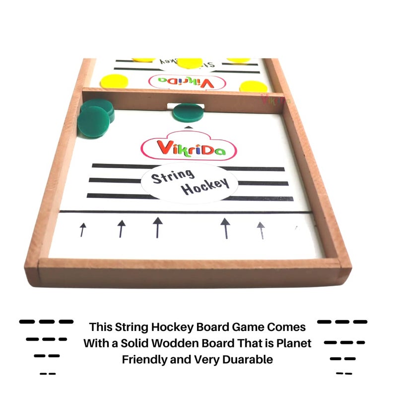 VikriDa Wooden String Hockey Game Sling Puck Board (59Cm), Tabletop Slingshot Games Toys for Boys and Girls for All Age - Image 5
