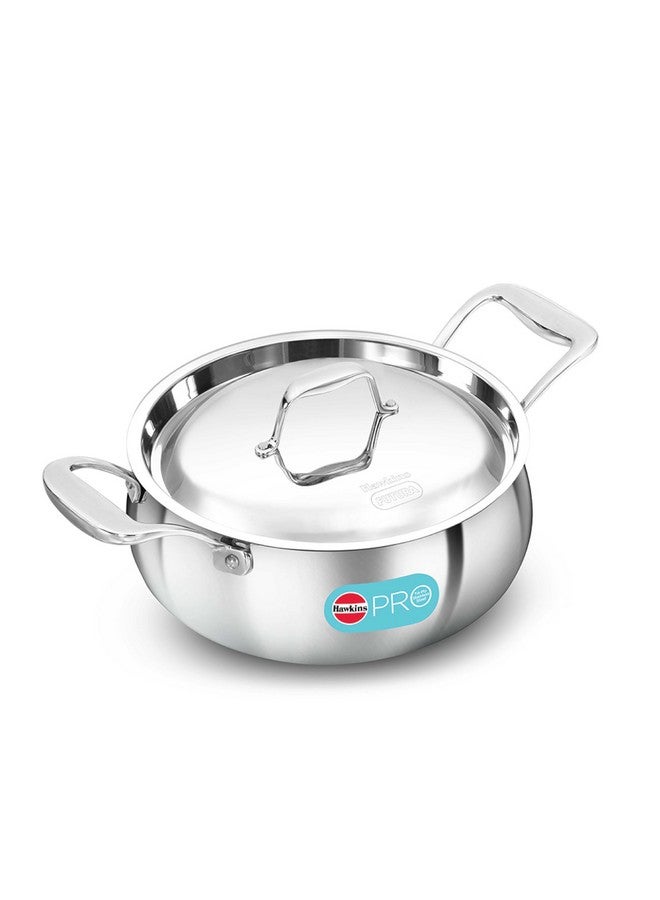 Hawkins 3L Pro Triply Stainless Steel Handi with Steel Handles and Steel Lid, Silver (PSH30S) - Image 1