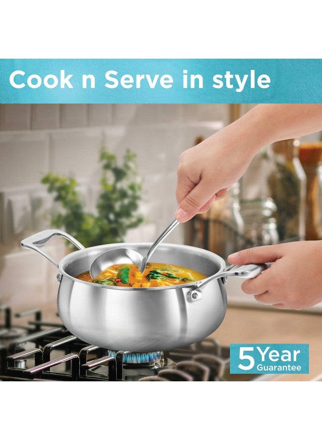 Hawkins 3L Pro Triply Stainless Steel Handi with Steel Handles and Steel Lid, Silver (PSH30S) - Image 2