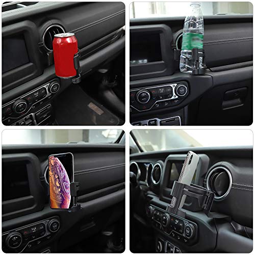 Savadicar JL & JT Multi-Function Drink Cup Phone Holder, 2 in 1 Bolt-on Stand Bracket Organizer, Cellphone Mount for 2018-2023 Jeep Wrangler JL JLU 4XE & Gladiator JT, Interior Accessories, Black - Image 3