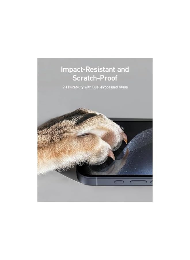 PROMASS Privacy Screen Protector for iPhone 15 Pro, Tempered Glass and Anti Spy Protector, Bubble & Dust-Free Glass, Durable & Drop-Proof with 9H Hardness, Easy Installation, iPhone 15 Pro - Image 4