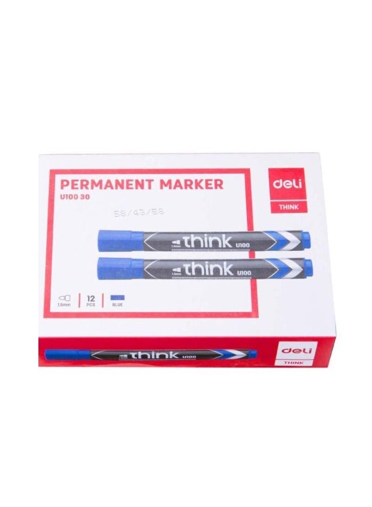 Deli 24-Piece Permanent Marker Set Blue - Image 3