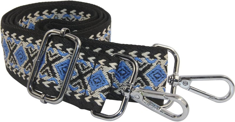 Duwi Wide Handbag&Purse Strap Jacquard Woven Guitar Style Multicolor Replacement Strap Canvas Adjustable Crossbody Bag Strap, N,black,blue - Image 3