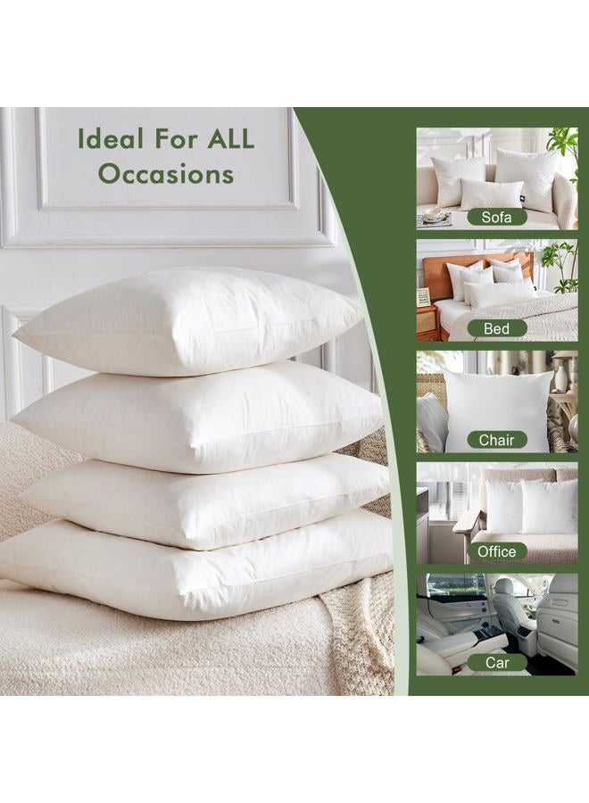 TOPGREEN Goose Feather Throw Pillow Inserts 2 Pack | 18 x18 Square Deco Pillow for Bed, Sofa, and Couch | 100% Cotton Shell, Soft Medium Decorative Pillow Core Set of 2 (White) - Image 4