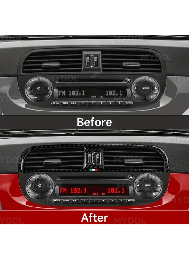 Carbon Fiber Center Console Air Vent Trim Set for Fiat 500 500C 2007 2024 500e 2009 2019 Abarth 500 2008 2015 595 695 2014 2024 Black Durable Easy Installation Stylish Interior Upgrade - Image 3