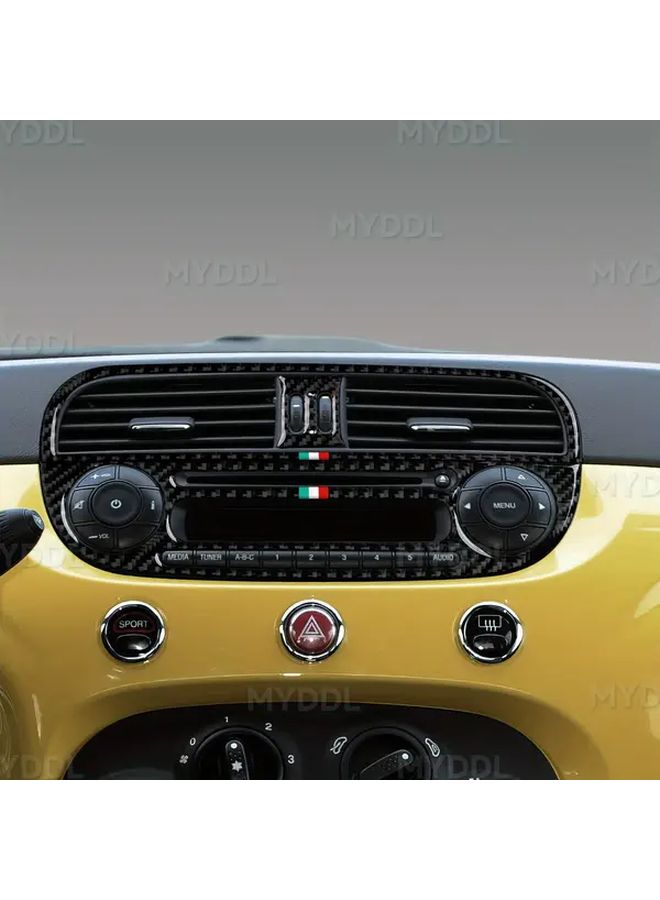 Carbon Fiber Center Console Air Vent Trim Set for Fiat 500 500C 2007 2024 500e 2009 2019 Abarth 500 2008 2015 595 695 2014 2024 Black Durable Easy Installation Stylish Interior Upgrade - Image 4