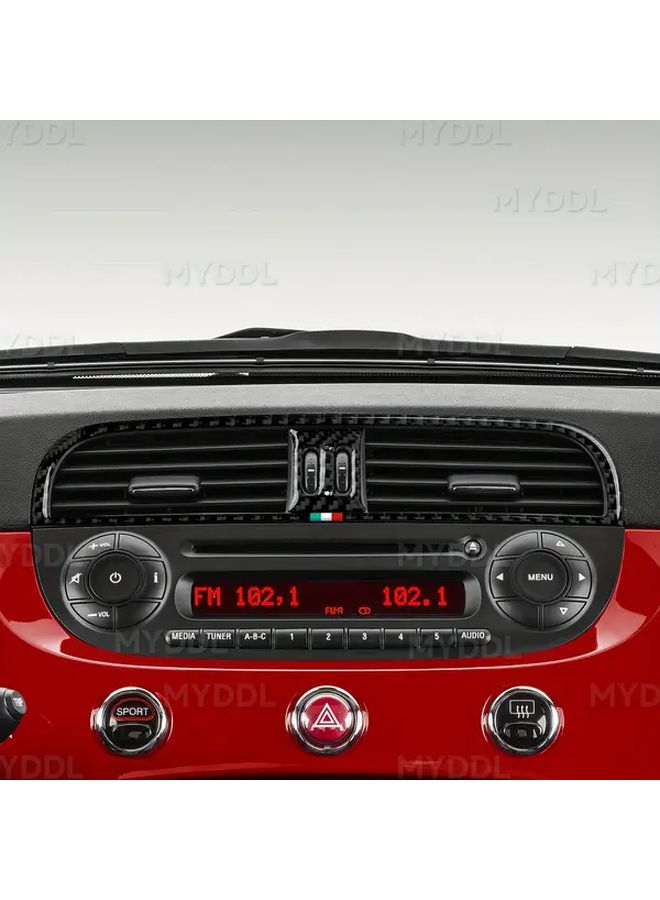 Carbon Fiber Center Console Air Vent Trim Set for Fiat 500 500C 2007 2024 500e 2009 2019 Abarth 500 2008 2015 595 695 2014 2024 Black Durable Easy Installation Stylish Interior Upgrade - Image 5
