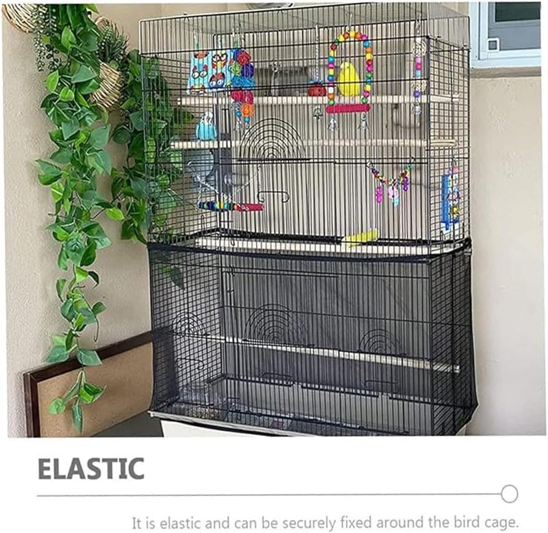 BEANPRECOY Shop & home all-space compatible 2 Pcs Bird Cage Cover,Airy Gauze Bird Cage Cover Seeds Guard Dust,Universal Bird Cage Seed Catcher Airy Gauze Bird Cage Cover Seeds Guard Dust-Proof for Round Square Cages Birdcage Cover (Black+White) Replaceable parts - Image 4