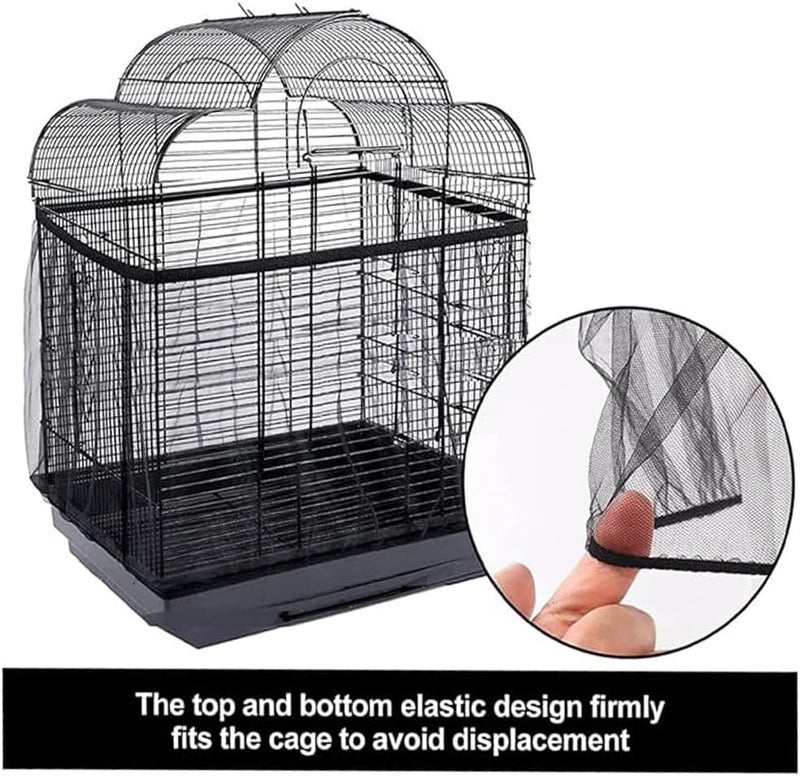 BEANPRECOY Shop & home all-space compatible 2 Pcs Bird Cage Cover,Airy Gauze Bird Cage Cover Seeds Guard Dust,Universal Bird Cage Seed Catcher Airy Gauze Bird Cage Cover Seeds Guard Dust-Proof for Round Square Cages Birdcage Cover (Black+White) Replaceable parts - Image 3