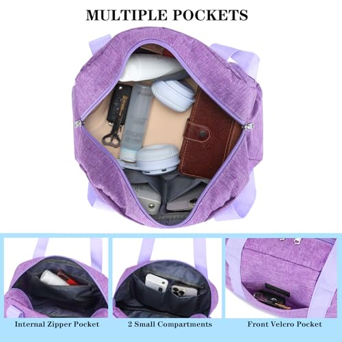 Leamekor Mini Gym Bag for Women Girls, 12 inch Small Gym Tote, Lightweight Small Carry On Duffle Bag for Travel Sports (Light Purple) - Image 4