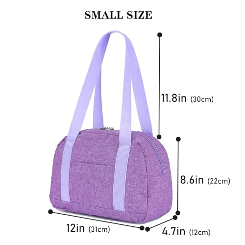 Leamekor Mini Gym Bag for Women Girls, 12 inch Small Gym Tote, Lightweight Small Carry On Duffle Bag for Travel Sports (Light Purple) - Image 5