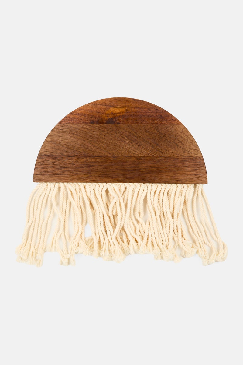 Muy Mucho Wood And Rope Wall Decoration 27 x 25 cm, Brown - Image 1