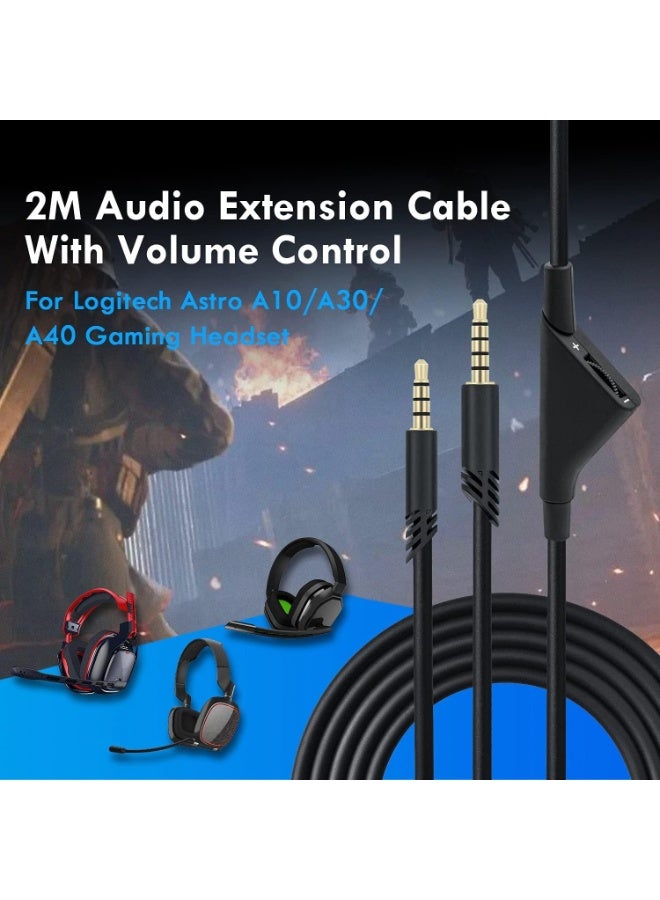 انسجام سلك كابل صوت AUX بديل مع التحكم في مستوى الصوت لسماعة الألعاب Astro A10/A30/A40 PS5/PS4/Xbox One/Xbox Series S/X/PC/الهاتف الذكي عبر مقبس 3.5 مم - 2 متر - Image 2