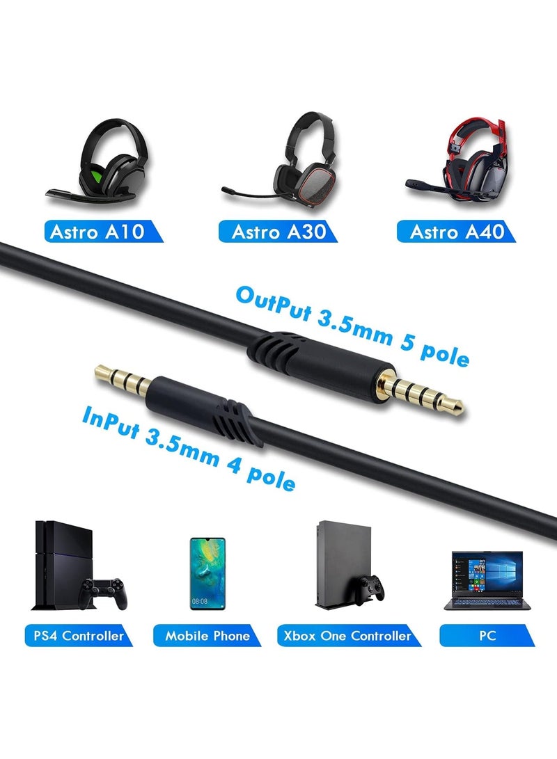 انسجام سلك كابل صوت AUX بديل مع التحكم في مستوى الصوت لسماعة الألعاب Astro A10/A30/A40 PS5/PS4/Xbox One/Xbox Series S/X/PC/الهاتف الذكي عبر مقبس 3.5 مم - 2 متر - Image 3