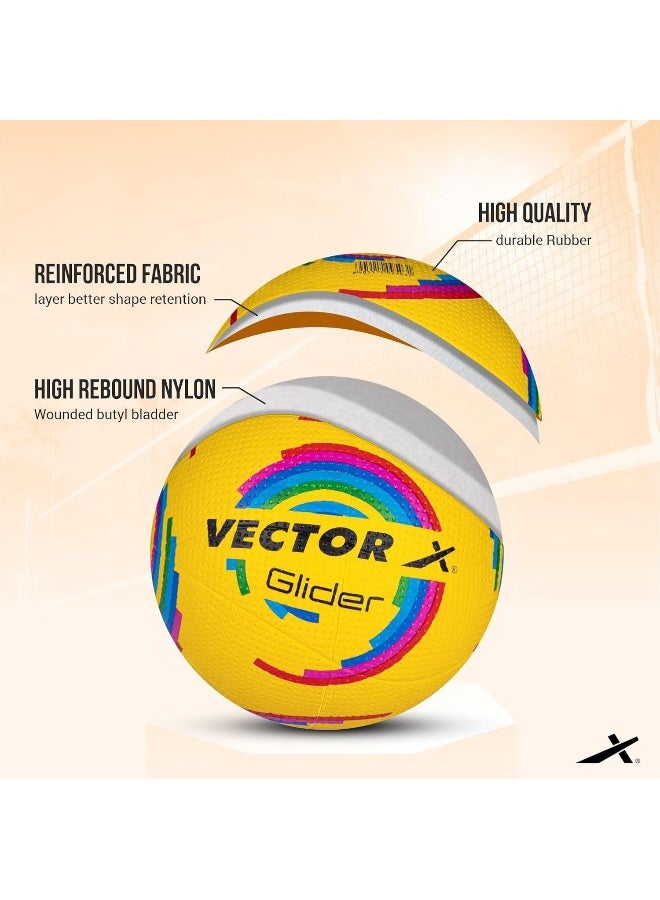 فيكتور أكس كرة طائرة فيكتور إكس VB-GLIDER-YLW-4 جلايدر | مقاس 4، هيكل مطاطي مصبوب لقبضة ممتازة ومتانة، ملمس ناعم، وأداء يدوم طويلاً، للعب الداخلي والخارجي (أصفر) - Image 2