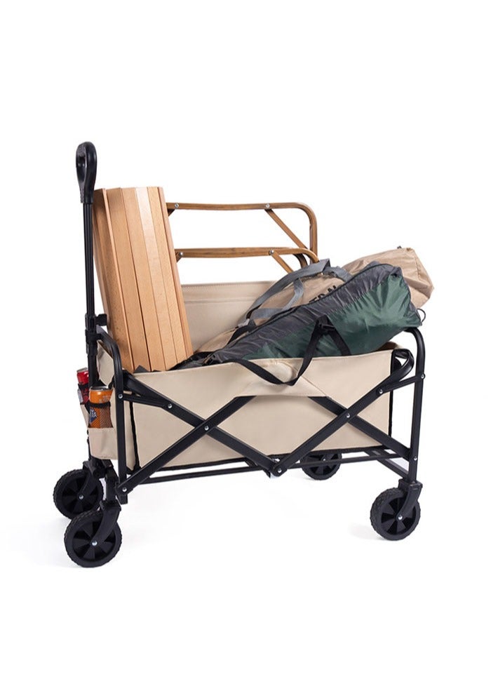 dida-cosmos Outdoor foldable camping cart, foldable four-wheel trolley with adjustable handle, suitable for shopping and park picnic beach travel camping - Image 2