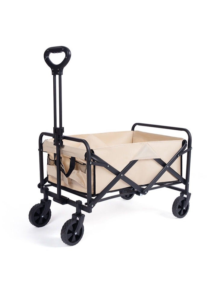 dida-cosmos Outdoor foldable camping cart, foldable four-wheel trolley with adjustable handle, suitable for shopping and park picnic beach travel camping - Image 4