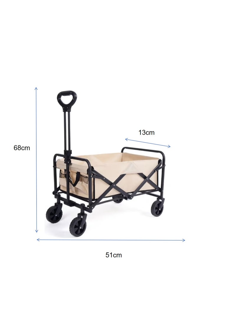 dida-cosmos Outdoor foldable camping cart, foldable four-wheel trolley with adjustable handle, suitable for shopping and park picnic beach travel camping - Image 3