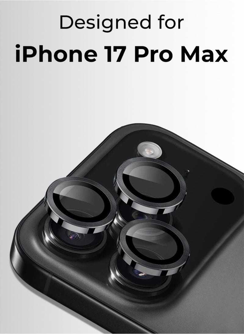 جلاسولوجي iPhone 17 Pro & Pro Max Camera Lens Protector – Ultra HD Clarity, Anti-Scratch, No Residue, Easy Install, Ultra-Thin Design,  Case-Friendly, Precise Fit (Black) - Image 4