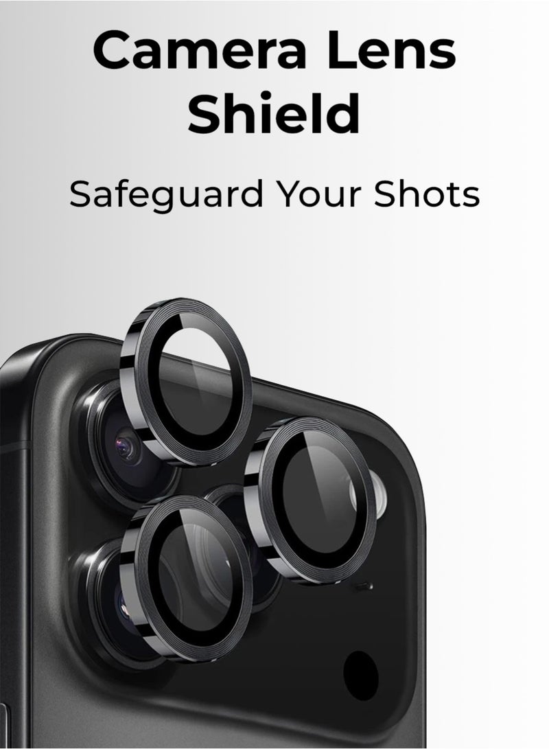 جلاسولوجي iPhone 17 Pro & Pro Max Camera Lens Protector – Ultra HD Clarity, Anti-Scratch, No Residue, Easy Install, Ultra-Thin Design,  Case-Friendly, Precise Fit (Black) - Image 3