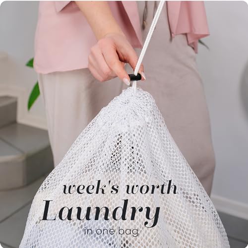 Handy Laundry Mesh XL Laundry Bag - Durable, Machine Washable with Secure Drawstring Closure - Perfect for College Dorms, Laundromats, Apartments (White) - Image 3