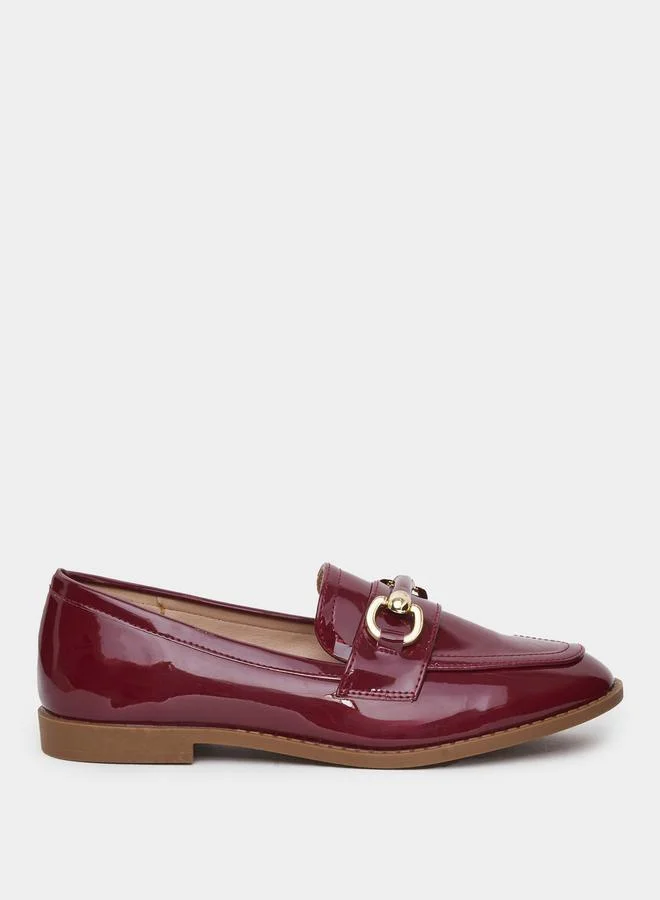 Styli Styli Burgundy Patent Leather Look Loafers