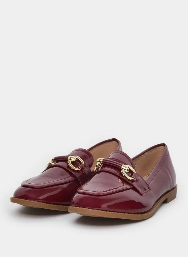 Styli Styli Burgundy Patent Leather Look Loafers