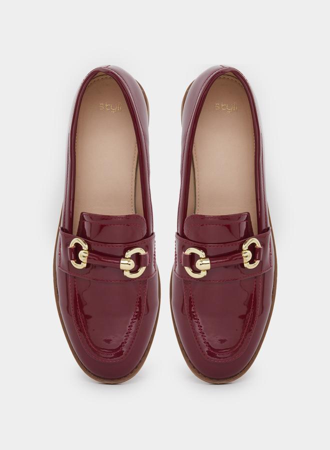 ستايلي حذاء لوفرز جلد لامع عنابي - Image 5