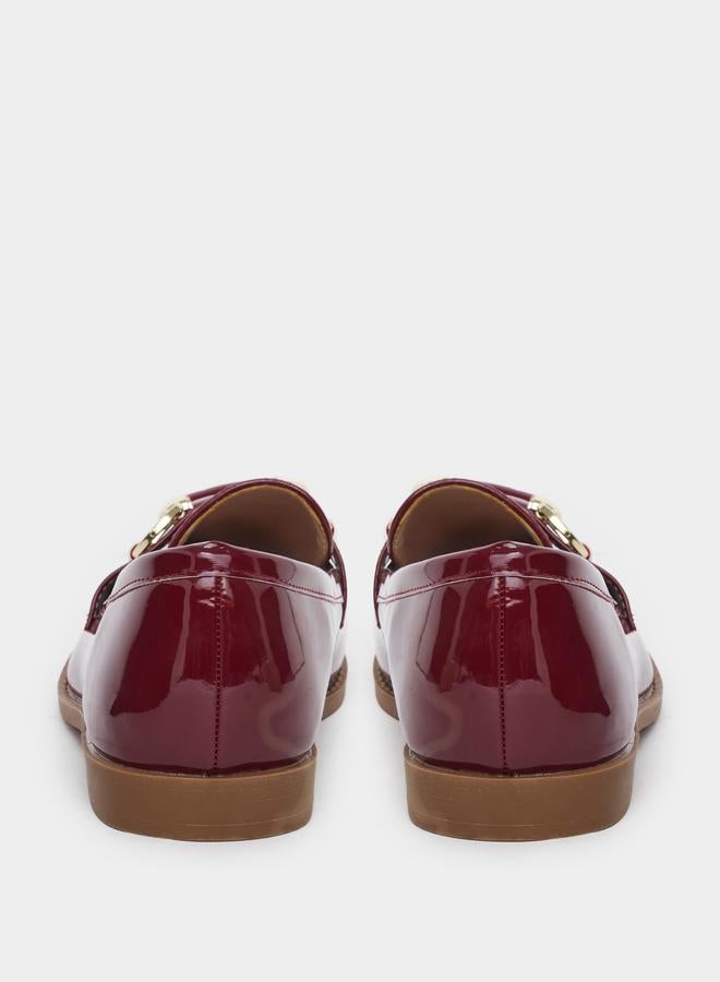 ستايلي حذاء لوفرز جلد لامع عنابي - Image 4