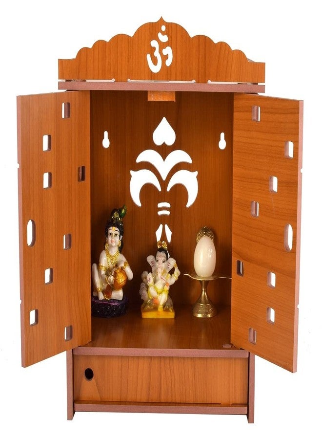 COMERT Beautiful MDF Wooden Temple,Home Temple, Pooja Mandir, Wall Hanging and Table Top Home Mandir Temple, Home Decor Beautiful Wooden Temple, Dark Brown (43*23*19 cm) (red) - Image 1