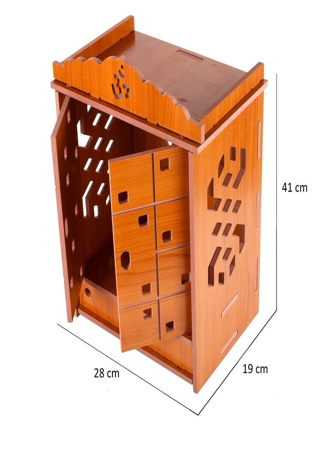 COMERT Beautiful MDF Wooden Temple,Home Temple, Pooja Mandir, Wall Hanging and Table Top Home Mandir Temple, Home Decor Beautiful Wooden Temple, Dark Brown (43*23*19 cm) (red) - Image 3