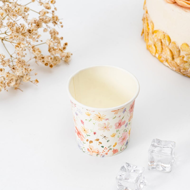 Crisky 300 Pack Paper Bathroom Cups 3oz Disposable Elegant Design Full Floral Small Mouthwash Hot/Cold Beverage Coffee Dessert for Birthday Parties Home-use Picnics Ceremonies - Image 3