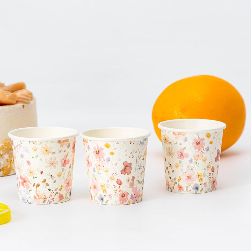 Crisky 300 Pack Paper Bathroom Cups 3oz Disposable Elegant Design Full Floral Small Mouthwash Hot/Cold Beverage Coffee Dessert for Birthday Parties Home-use Picnics Ceremonies - Image 2