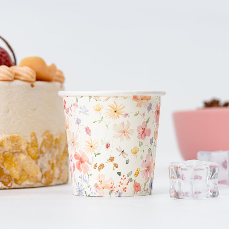 Crisky 300 Pack Paper Bathroom Cups 3oz Disposable Elegant Design Full Floral Small Mouthwash Hot/Cold Beverage Coffee Dessert for Birthday Parties Home-use Picnics Ceremonies - Image 4