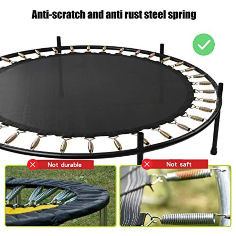 Indoor and outdoor toddler trampoline with safety enclosure net, powder-coated steel frame, blue and gray color, foldable design for easy storage and portability - Image 2