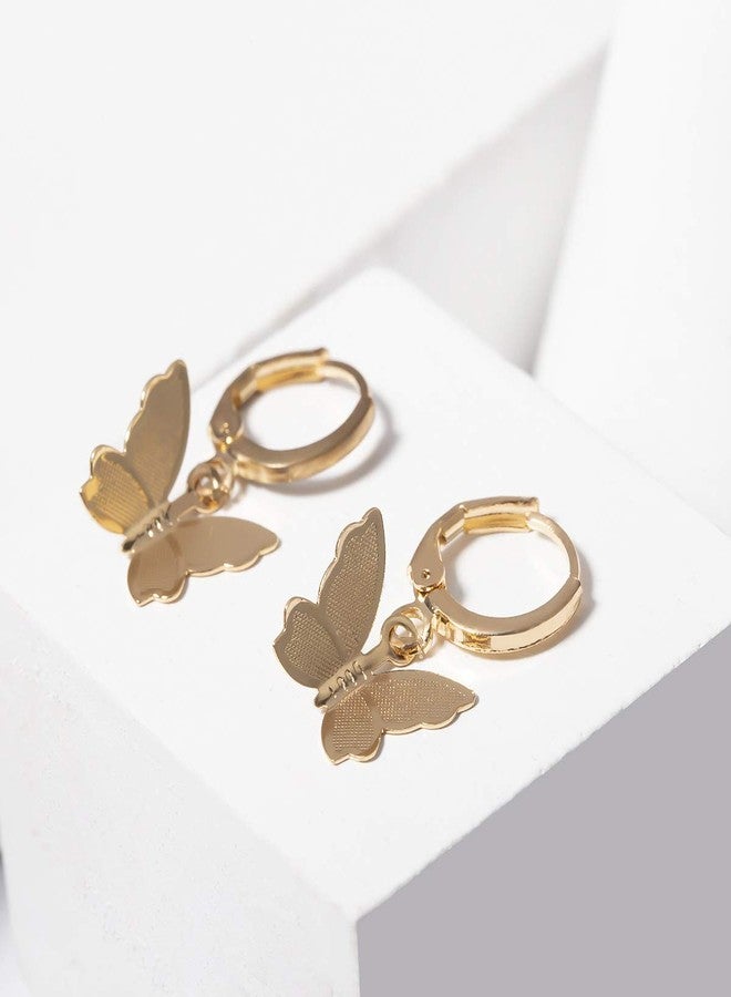 SEVENSTONE Butterfly Necklace Earrings Set Chain Necklace Charm Huggie Hoop Cute Earrings Dainty Gold Butterfly Jewelry for Women - Image 2