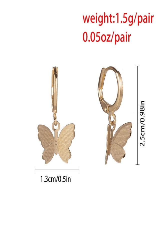 SEVENSTONE Butterfly Necklace Earrings Set Chain Necklace Charm Huggie Hoop Cute Earrings Dainty Gold Butterfly Jewelry for Women - Image 3