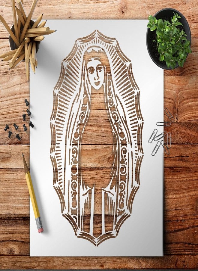 Lionx Virgin Mary Blessed Mother Stencil Template, Reusable Plastic Sheet, 8.5 x 11 Inch for Painting Walls, Wood, Glass, Scrapbooking, Arts and Crafts, DIY - Image 2