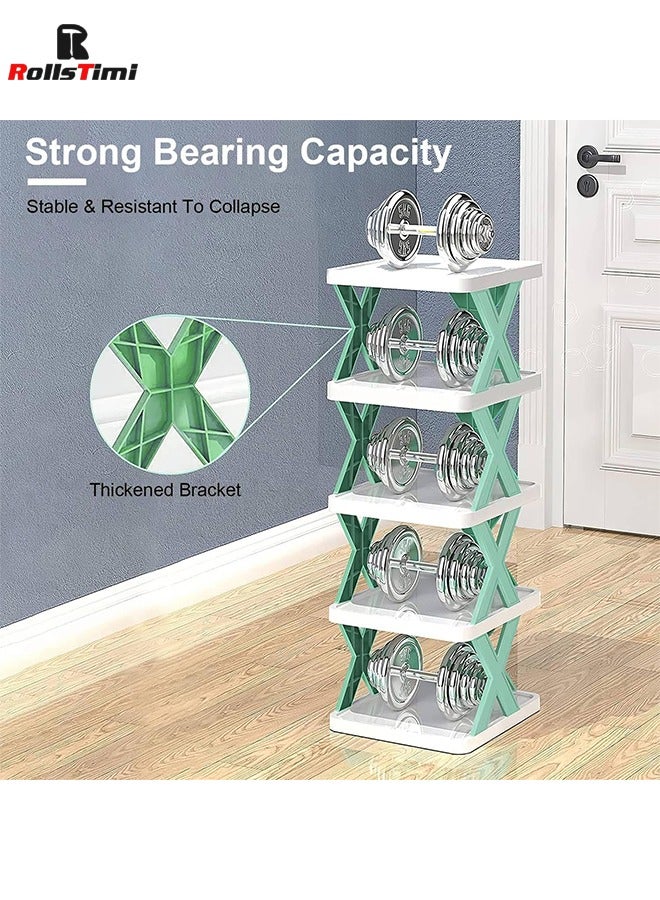 RollsTimi  9 Layer Shoe Rack, Free Standing Shoe Racks, Shoe Racks for Small Spaces, Plastic Stackable Shoe Rack, X Shape Fixed Frame, Easy Clean Tower Rack, Blue - Image 4