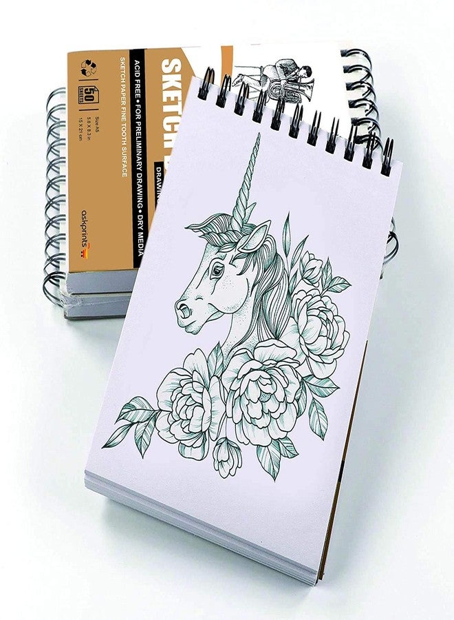 Askprints 50 Sheet A5 Sketchbook Set of 4-5.8 x 8.3 Inch | Top Spiral-Bound Sketchpad for Artists | Sketching and Drawing Acid Free Paper, for Doodling - Image 2