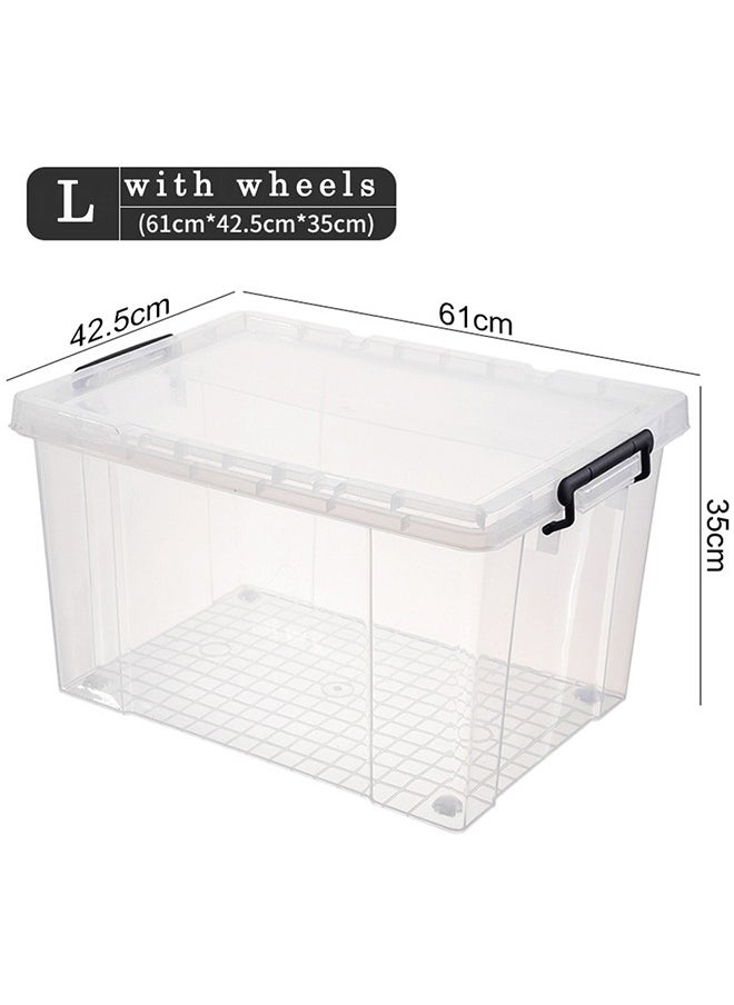 CityRiya-Long - Clear Storage Box with Wheels 100L 61cm*42.5cm*35cm Plastic Storage Bin Large Clear Storage Box Organizer Stackable Storage Cube Organizing Container with Lock and Lid for Clothes - Image 1