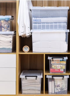 CityRiya-Long Clear Storage Box with Wheels 100L 61cm*42.5cm*35cm Plastic Storage Bin Large Clear Storage Box Organizer Stackable Storage Cube Organizing Container with Lock and Lid for Clothes  - Image 5