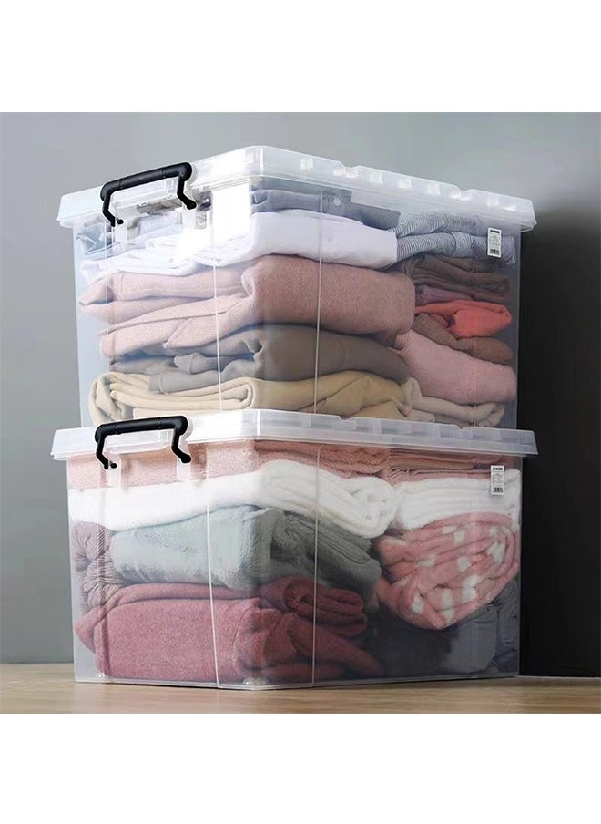 CityRiya-Long - Clear Storage Box with Wheels 100L 61cm*42.5cm*35cm Plastic Storage Bin Large Clear Storage Box Organizer Stackable Storage Cube Organizing Container with Lock and Lid for Clothes - Image 1