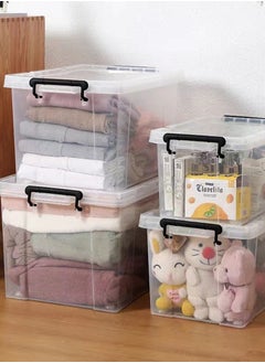 CityRiya-Long Clear Storage Box with Wheels 100L 61cm*42.5cm*35cm Plastic Storage Bin Large Clear Storage Box Organizer Stackable Storage Cube Organizing Container with Lock and Lid for Clothes  - Image 4