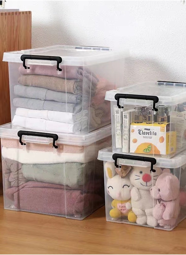 CityRiya-Long - Clear Storage Box with Wheels 100L 61cm*42.5cm*35cm Plastic Storage Bin Large Clear Storage Box Organizer Stackable Storage Cube Organizing Container with Lock and Lid for Clothes - Image 1